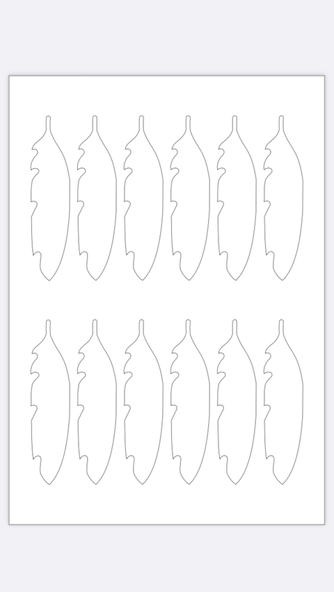 Acrylic template for printing feathers