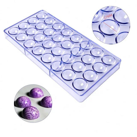 قالب شوكولاتة ايكريلك نصف دائرة ، القطر 2.7 سم ، ارتفاع 1.3 سم جودة ثقيلة