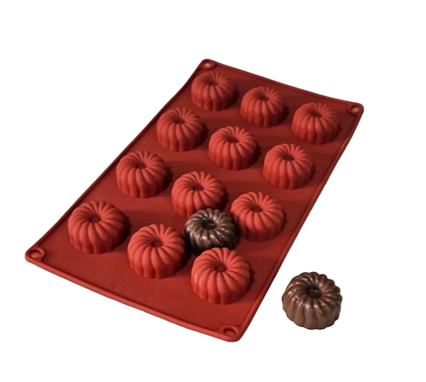 12 Cavity Round Striped Silicone Mold 