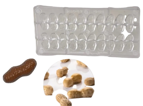 قالب شوكولاتة إيكريلك شكل فول سوداني Acrylic Peanut Chocolate Mold - مقاس 4.5×1.9سم - سطح لامع احترافي