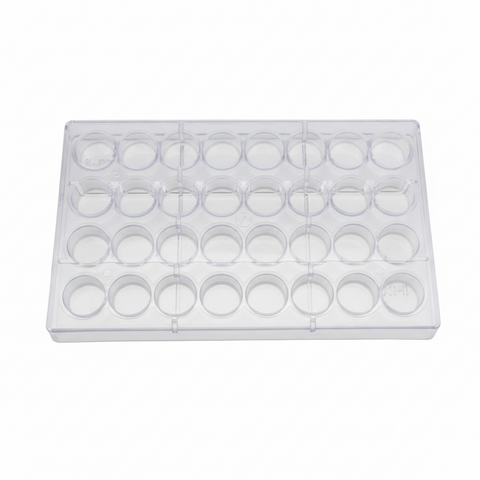 قالب شوكولاتة إيكريلك دائري سادة Acrylic Plain Round Chocolate Mold - قطر 3سم - سطح لامع احترافي
