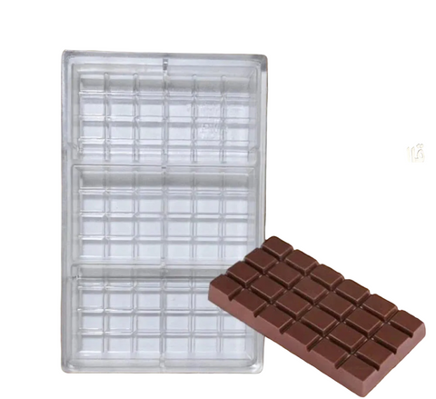 قالب شوكولاتة إيكريلك بار Acrylic Chocolate Bar Mold - 3 تجويفات 15.6×8سم ارتفاع 1.8سم