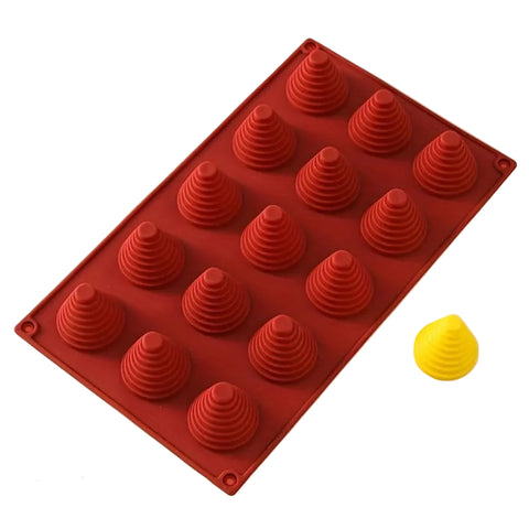 قالب سيليكون هرمي مخطط ، 15 تجويف قطر 4سم ، ارتفاع 3سم