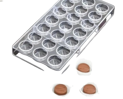 قالب شوكولاتة إيكريلك دائري بثلاثة خطوط Acrylic Round Chocolate Mold Triple Lines - قطر 3سم - سطح لامع احترافي
