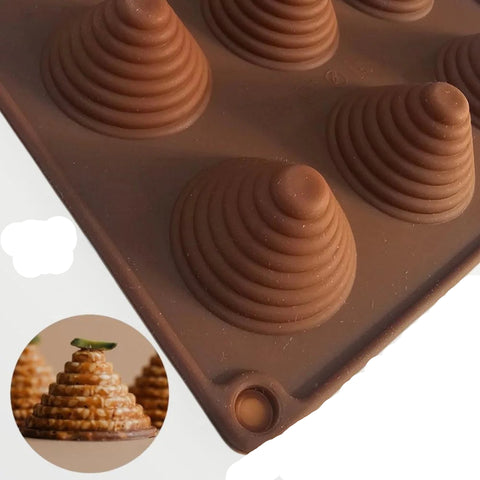 قالب سيليكون هرمي مخطط ، 15 تجويف قطر 4سم ، ارتفاع 3سم