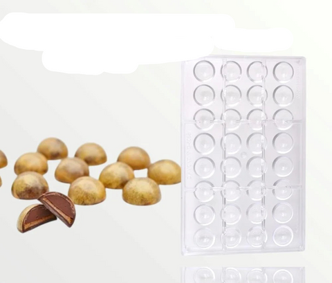قالب شوكولاتة إيكريلك نصف دائرة Acrylic Dome Mold - 32 تجويف قطر 2.5سم ارتفاع 1.2سم للبونبون