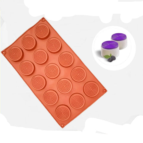 قالب سيليكون دوائر حلزونية 15 فتحة ، القطر 4.5 سم ، ارتفاع 7 مل