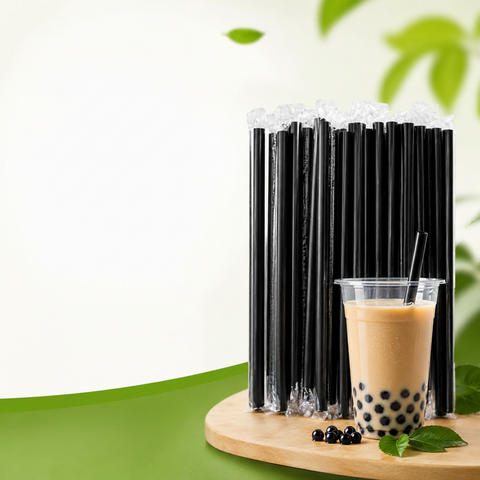 مصاص بوبا عريض أسود Boba Straw 12مم - طول 8سم عدد 200 حبة للكافيهات والمشروبات