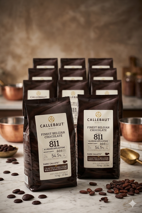 حبيبات شوكولاتة كاليبوت Callebaut داكنة 54.5% بلجيكية – جودة احترافية عالمية