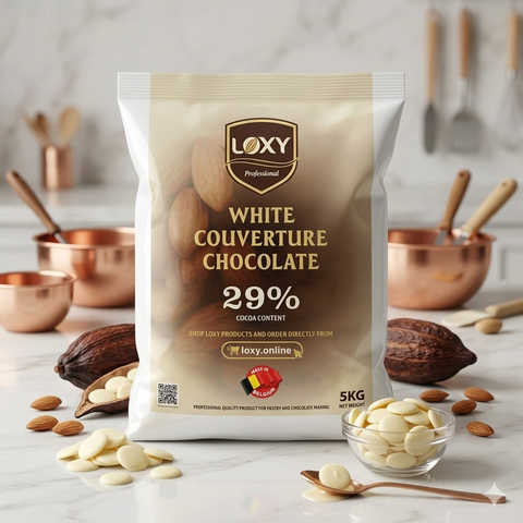 حبيبات شوكولاتة بلجيكي لوكسي بيضاء LOXY WHITE 29%