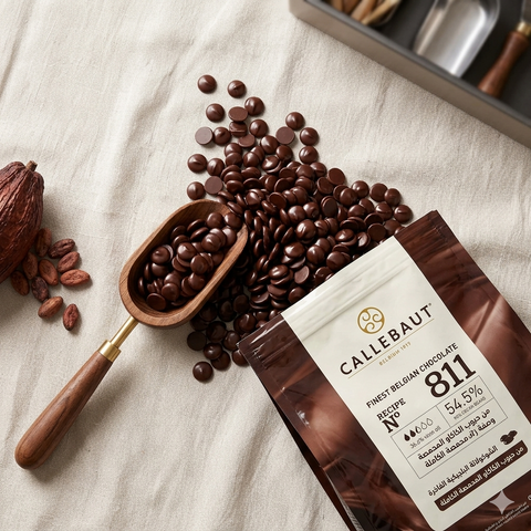 حبيبات شوكولاتة كاليبوت Callebaut داكنة 54.5% بلجيكية – جودة احترافية عالمية