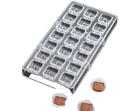 قالب شوكولاتة إيكريلك مربع برسمة وردة Acrylic Rose Square Chocolate Mold - مقاس 2.9×2.9سم - سطح لامع احترافي