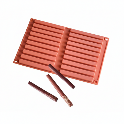 قالب سيليكون أعواد شوكولاتة Silicone Chocolate Stick Mold - 20 فتحة - مقاس 10.5×1.3سم - للحلويات والشوكولاتة