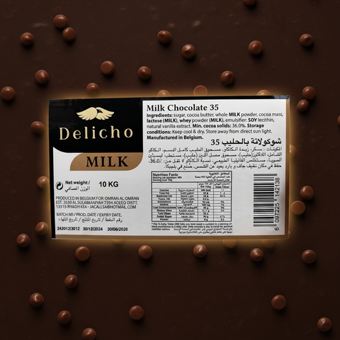 حبيبات شوكولاتة Delicho بالحليب 35%