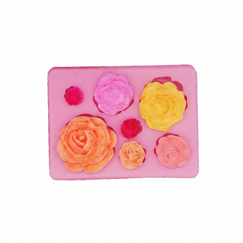 Silicone mold for decorating rose shapes in different sizes