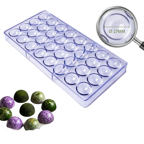 قالب شوكولاتة أكريليك نصف دائرة Half Sphere قطر 2.7 سم ارتفاع 1.3 سم