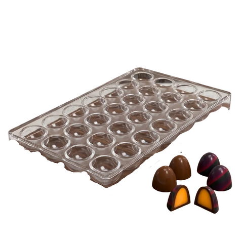 قالب شوكولاتة إيكريلك دائري عميق Acrylic Mold - 32 تجويف قطر 2.6سم ارتفاع 2.3سم للبونبون