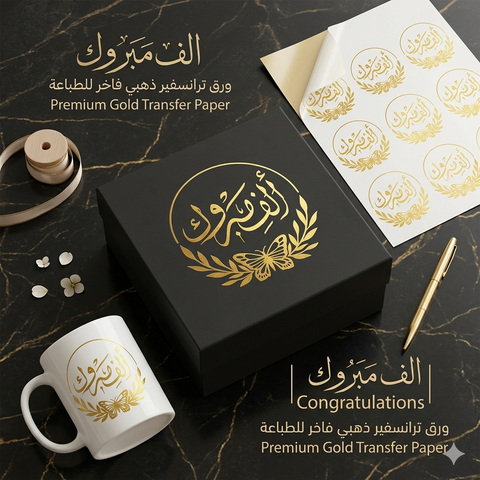 ورق ترانسفير شوكولاتة «ألف مبروك» – تصميم تهنئة فاخر