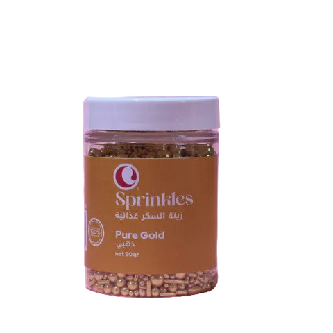 سبرنكلز غذائي ذهبي Edible Sprinkles Pure Gold - 90 جرام - لتزيين الكيك والحلويات