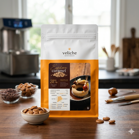 Veliche caramel 31% حبيبات شوكولاتة كراميل من شركة فيليتش البلجيكية 31%