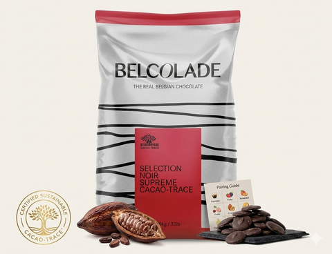 حبيبات شوكولاتة Belcolade داكنة 55% بلجيكية – جودة احترافية فاخرة بيلكولاد
