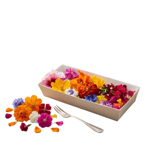أزهار طبيعية قابلة للأكل Edible Flowers - 50 وردة بألوان متنوعة لتزيين الكيك والحلويات