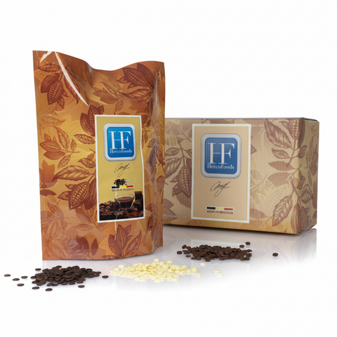 حبيبات شوكولاتة حليب هيركو  بلجيكي Herco Belgian Milk Chocolate Chips 35% - للتشكيل والتغطية والخبيز